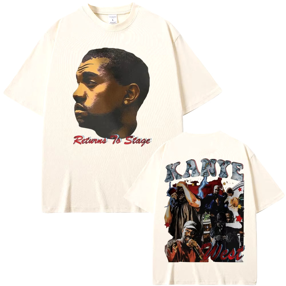 Rapper Kanye West Graduation Bear Double Sided Print T Shirt Men Women Fashion Hip Hop Oversized T-Shirt Men'S Cotton T-Shirts