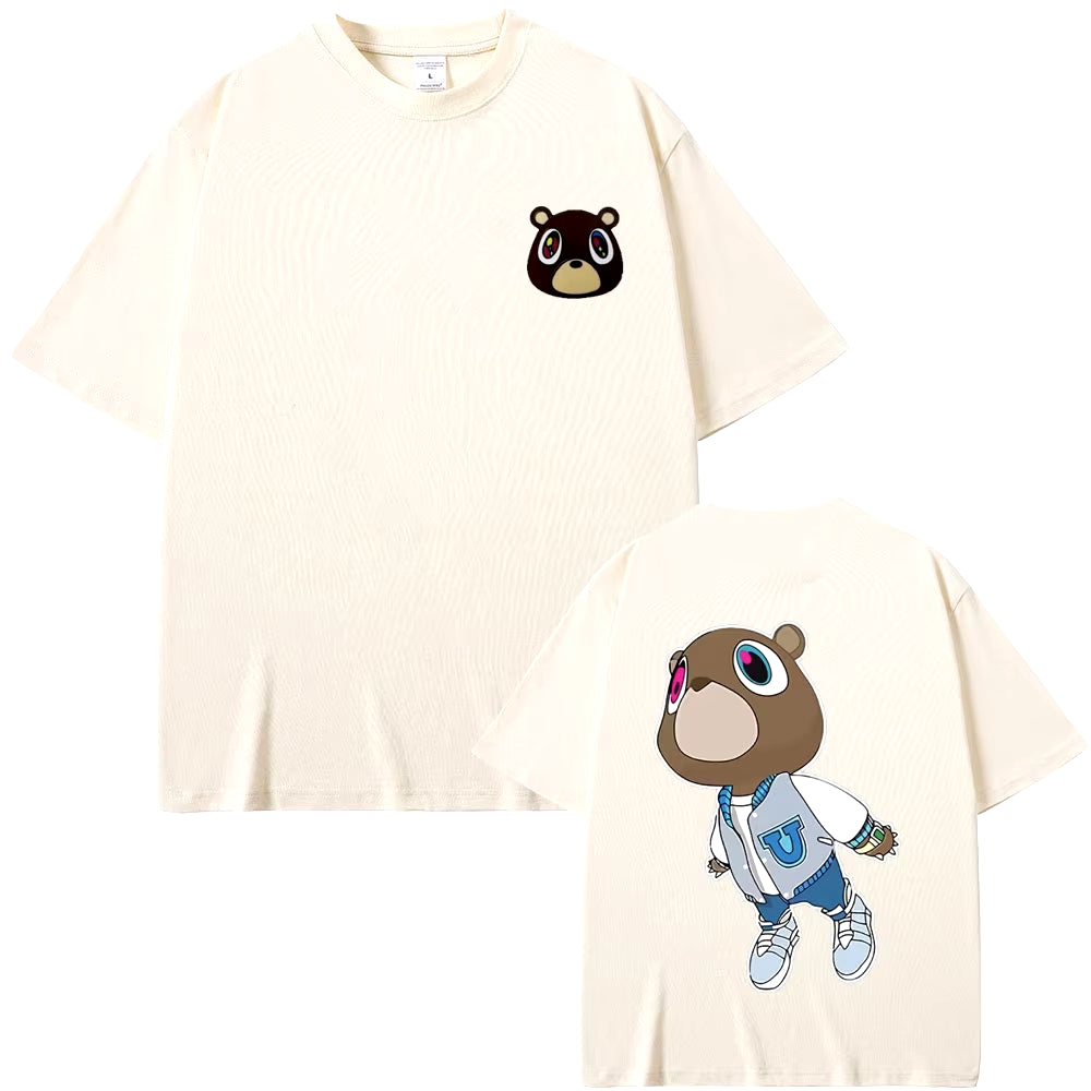 Rapper Kanye West Graduation Bear Double Sided Print T Shirt Men Women Fashion Hip Hop Oversized T-Shirt Men'S Cotton T-Shirts