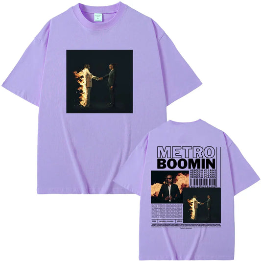 Metro Boomin Heroes & Villains Vintage Black Oversized Hip Hop T-Shirt for Men - Stylish Streetwear