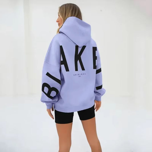 Cozy Chic: Women's Printed Hooded Sweater Pullover for Street Style - 2024 Fashion!