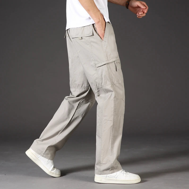 Men's Casual Cargo Joggers - Lightweight Cotton Overalls for Spring & Summer, Relaxed Fit & Large Sizes