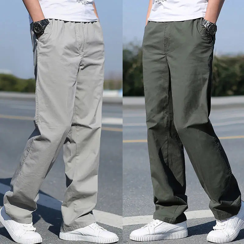 Men's Casual Cargo Joggers - Lightweight Cotton Overalls for Spring & Summer, Relaxed Fit & Large Sizes