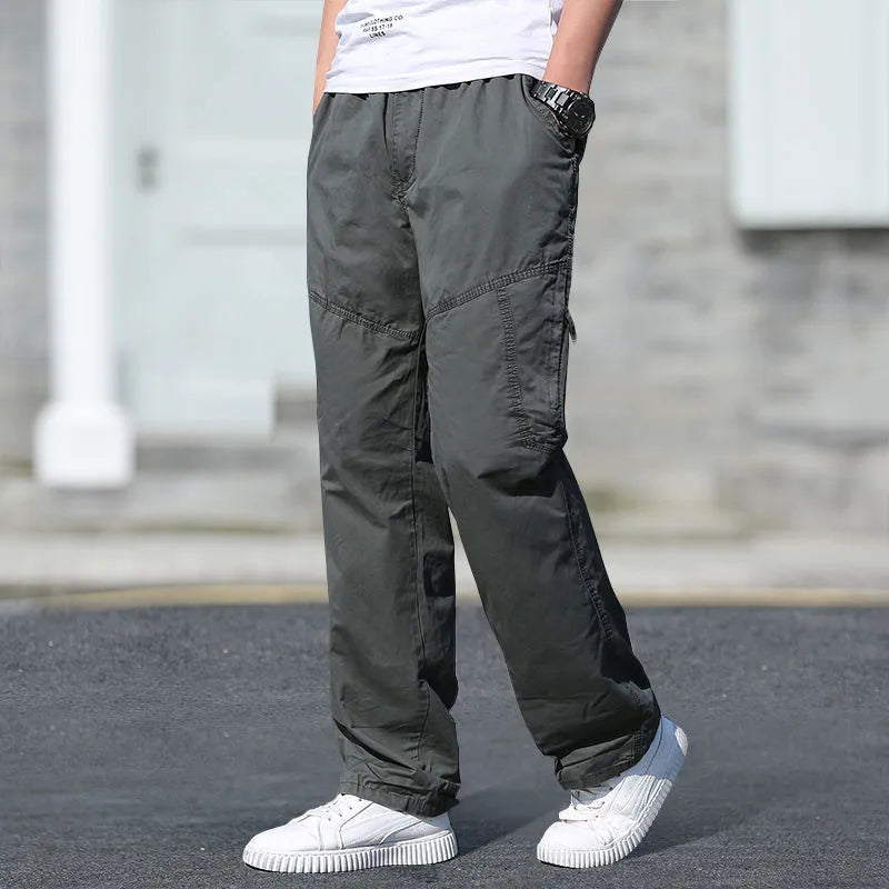 Men's Casual Cargo Joggers - Lightweight Cotton Overalls for Spring & Summer, Relaxed Fit & Large Sizes