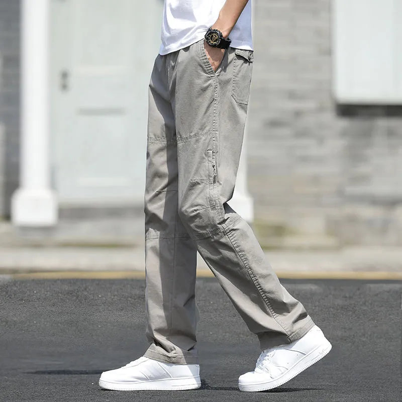 Men's Casual Cargo Joggers - Lightweight Cotton Overalls for Spring & Summer, Relaxed Fit & Large Sizes