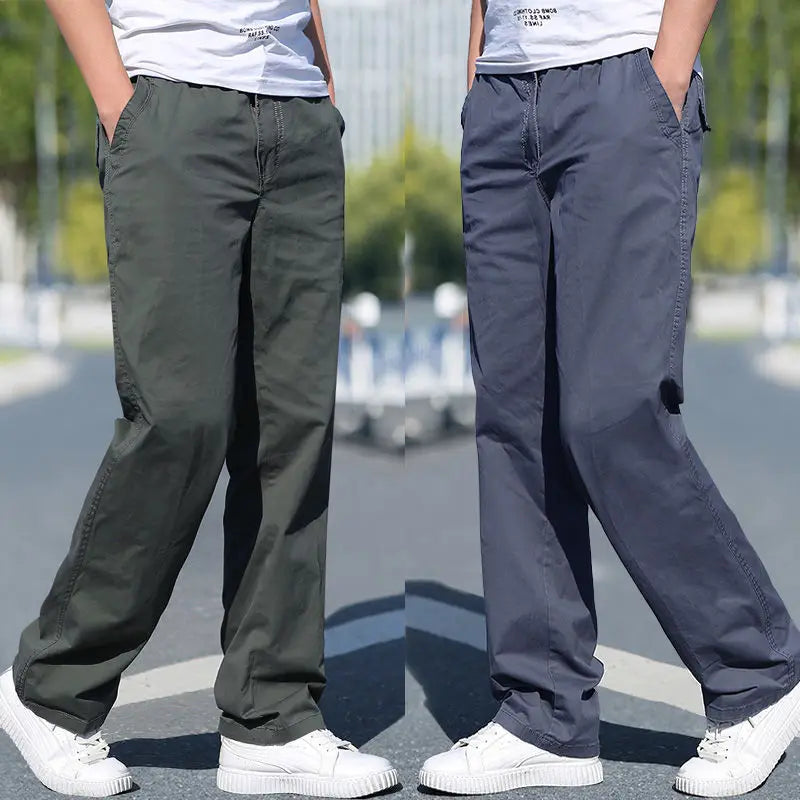 Men's Casual Cargo Joggers - Lightweight Cotton Overalls for Spring & Summer, Relaxed Fit & Large Sizes