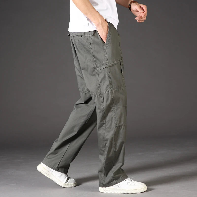 Men's Casual Cargo Joggers - Lightweight Cotton Overalls for Spring & Summer, Relaxed Fit & Large Sizes