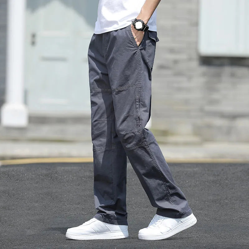 Men's Casual Cargo Joggers - Lightweight Cotton Overalls for Spring & Summer, Relaxed Fit & Large Sizes