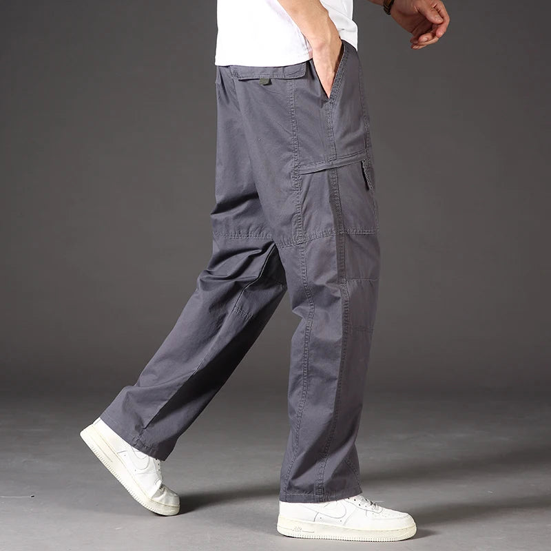 Men's Casual Cargo Joggers - Lightweight Cotton Overalls for Spring & Summer, Relaxed Fit & Large Sizes