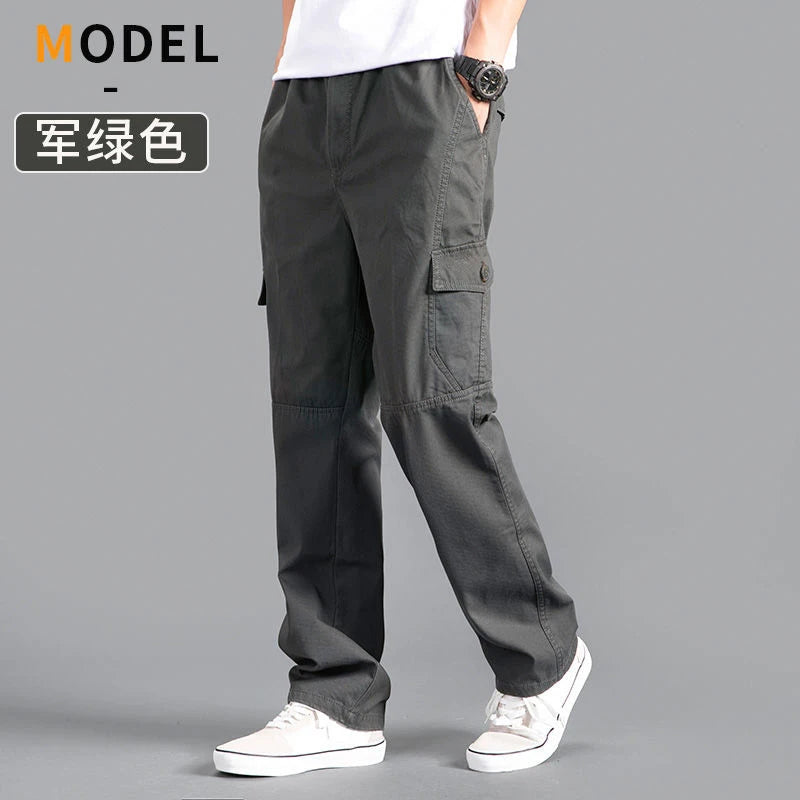 Men's Casual Cargo Joggers - Lightweight Cotton Overalls for Spring & Summer, Relaxed Fit & Large Sizes