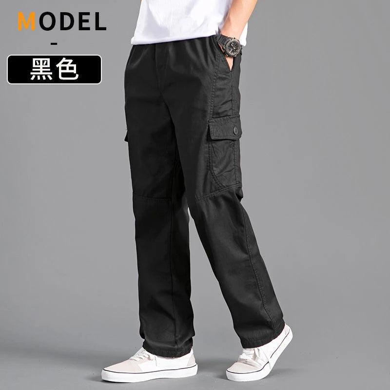 Men's Casual Cargo Joggers - Lightweight Cotton Overalls for Spring & Summer, Relaxed Fit & Large Sizes