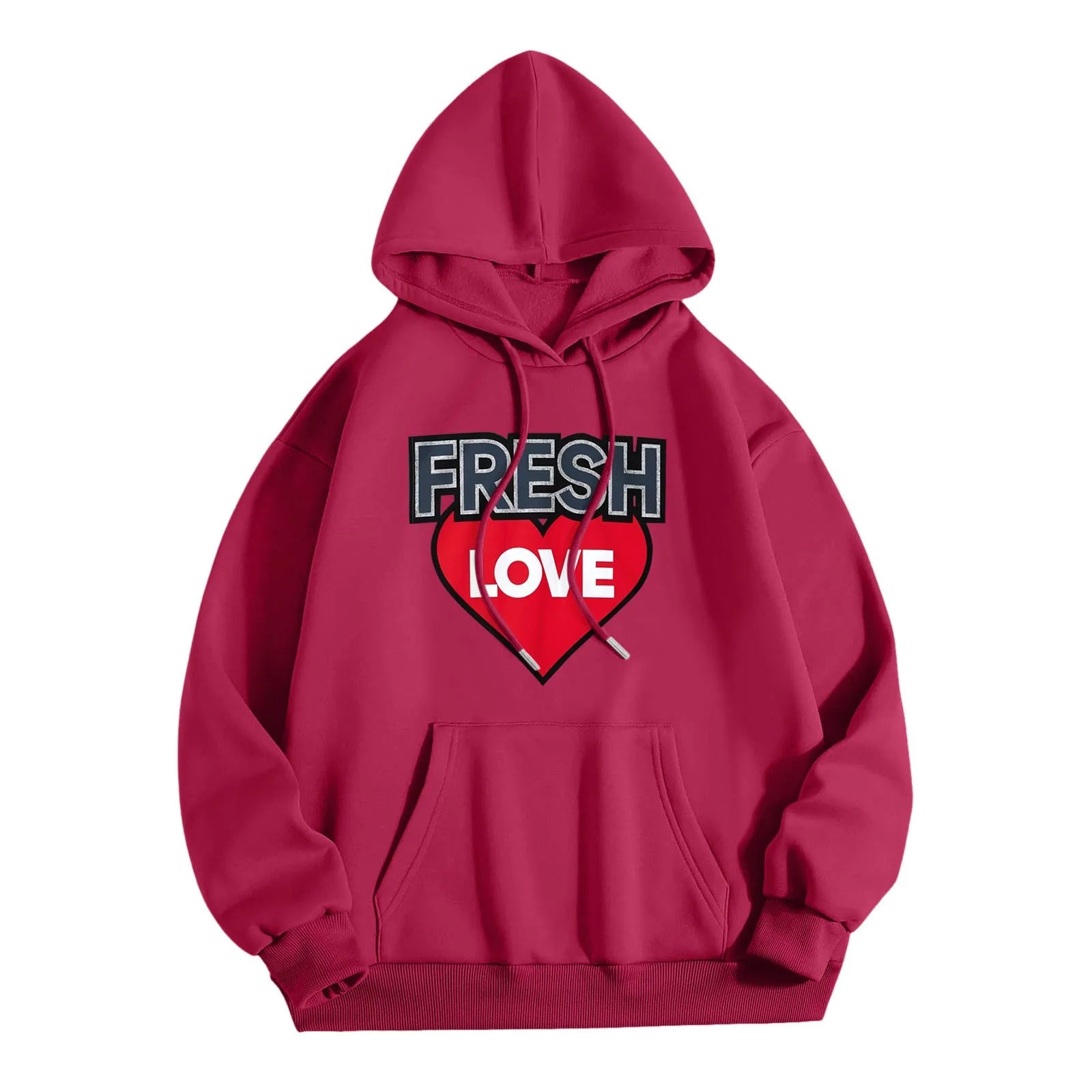 Printed Letter Crew Neck Sweatshirt Fresh Love Hooded Pullover Sweatshirt American Vintage Long Sleeve Classic Y2K Hoodies