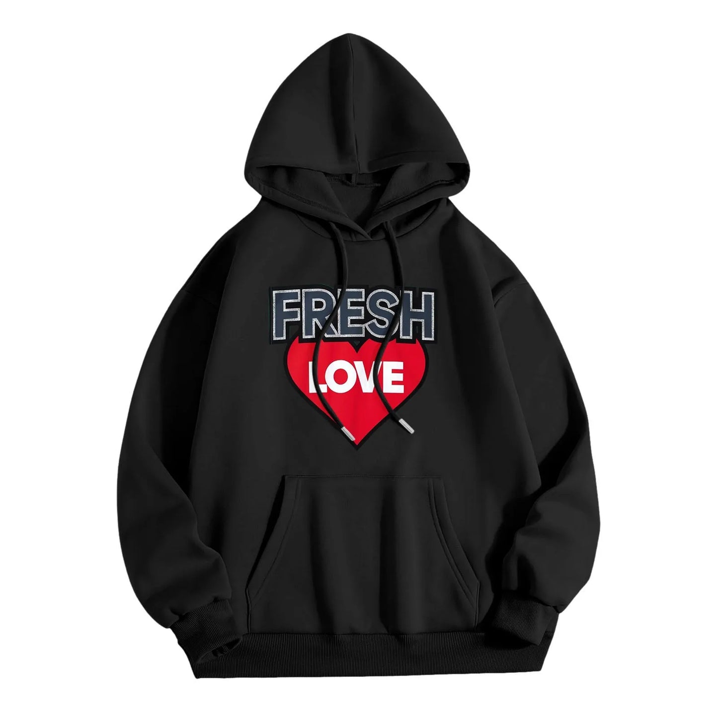 Printed Letter Crew Neck Sweatshirt Fresh Love Hooded Pullover Sweatshirt American Vintage Long Sleeve Classic Y2K Hoodies