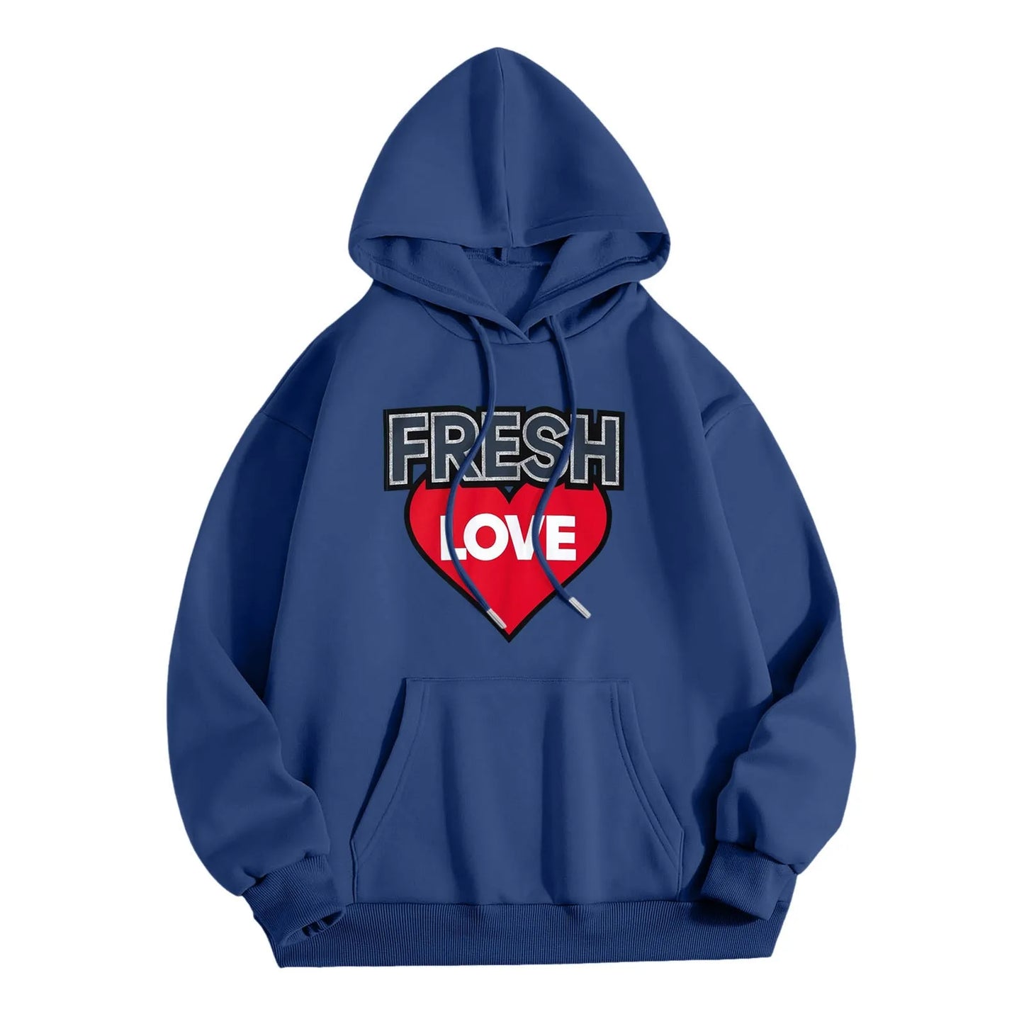 Printed Letter Crew Neck Sweatshirt Fresh Love Hooded Pullover Sweatshirt American Vintage Long Sleeve Classic Y2K Hoodies