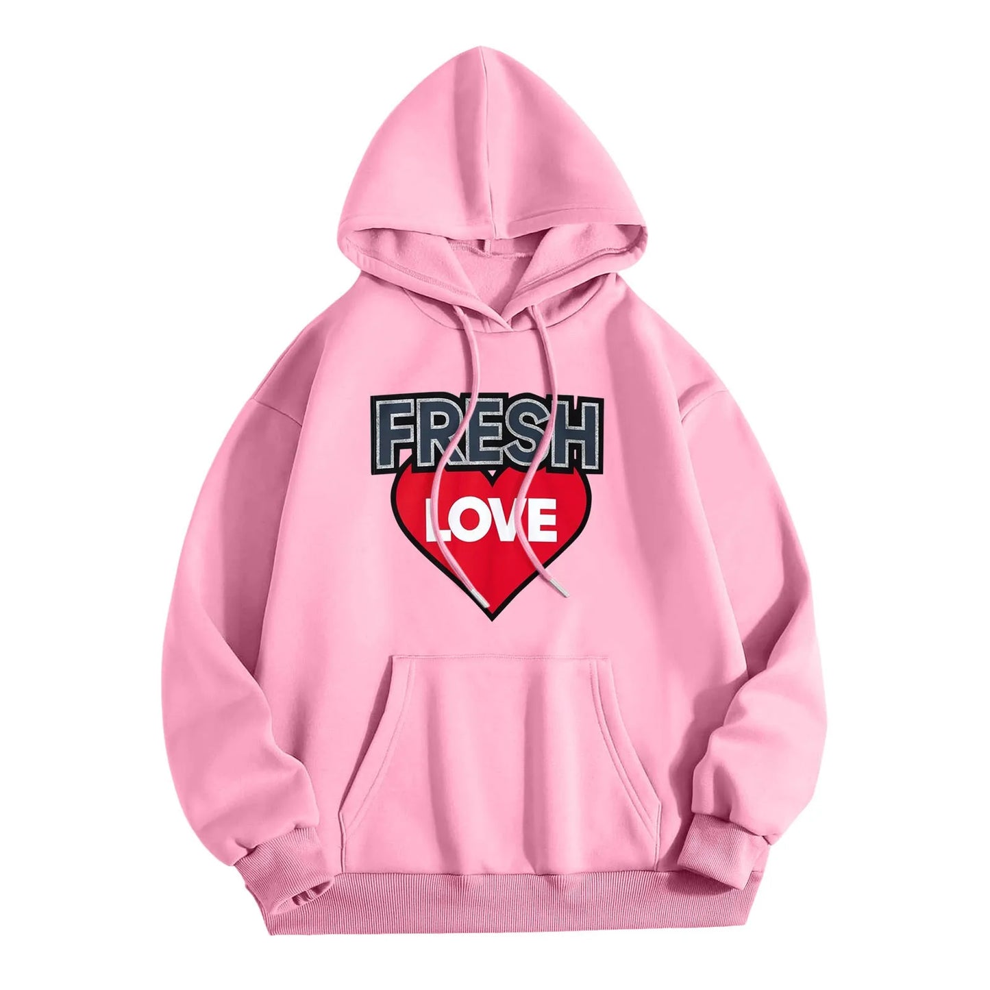 Printed Letter Crew Neck Sweatshirt Fresh Love Hooded Pullover Sweatshirt American Vintage Long Sleeve Classic Y2K Hoodies