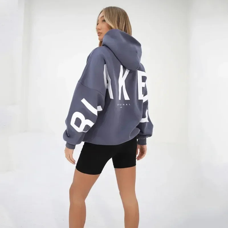 Cozy Chic: Women's Printed Hooded Sweater Pullover for Street Style - 2024 Fashion!